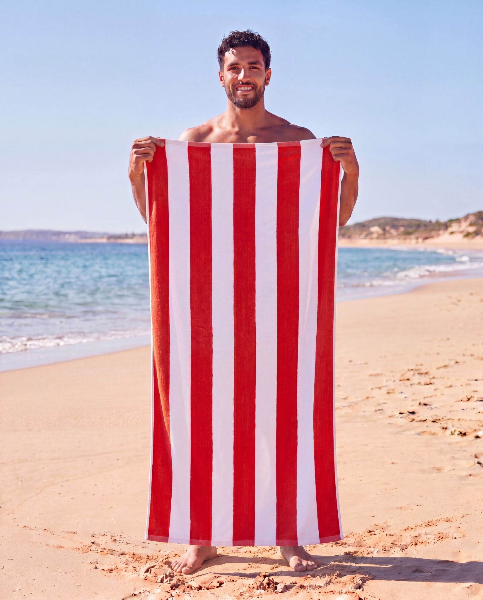Kuba Premium Quality towel striped Red