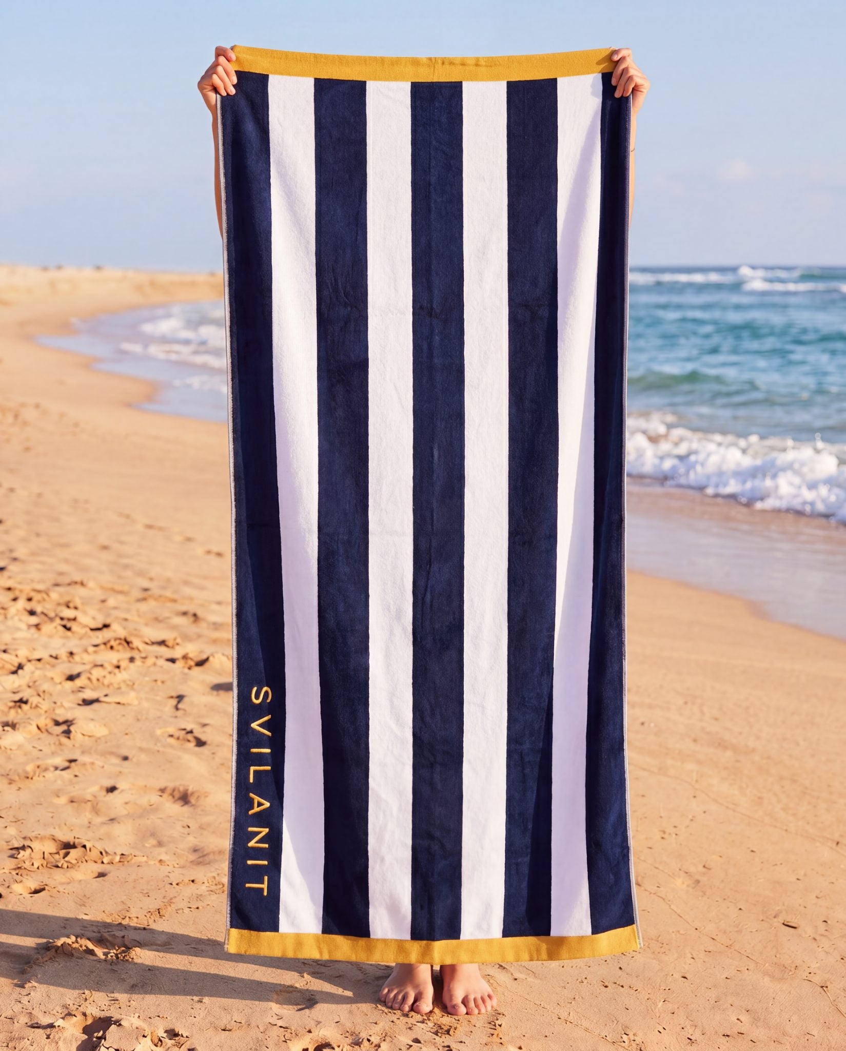 Kuba Premium Quality Beach towel navy blue vertical 100 x 200 cm